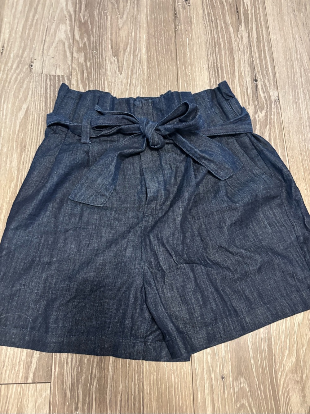 a new day Dark Blue High-Waist Paperbag Tie-Belt Shorts